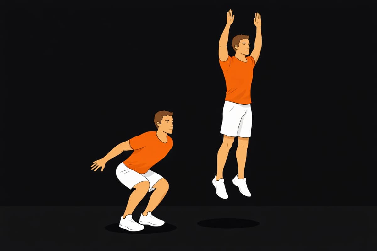 Athlete performing standing vertical jump test for vertical jump measurement