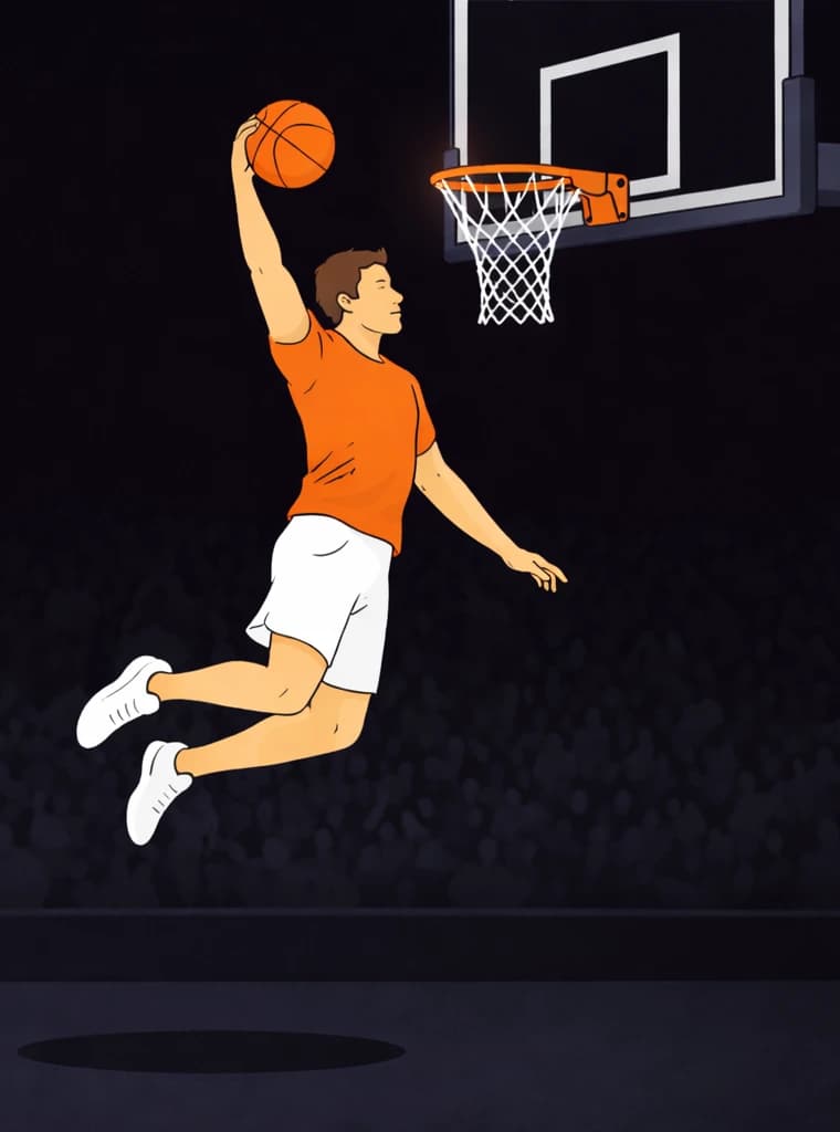 Basketball player dunking a basketball