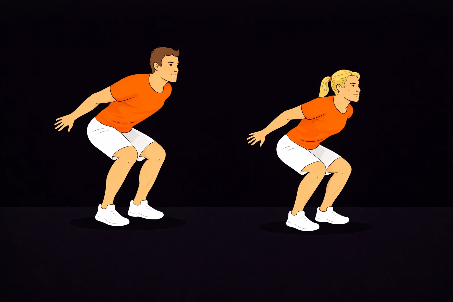 man and women both do standing vertical jump