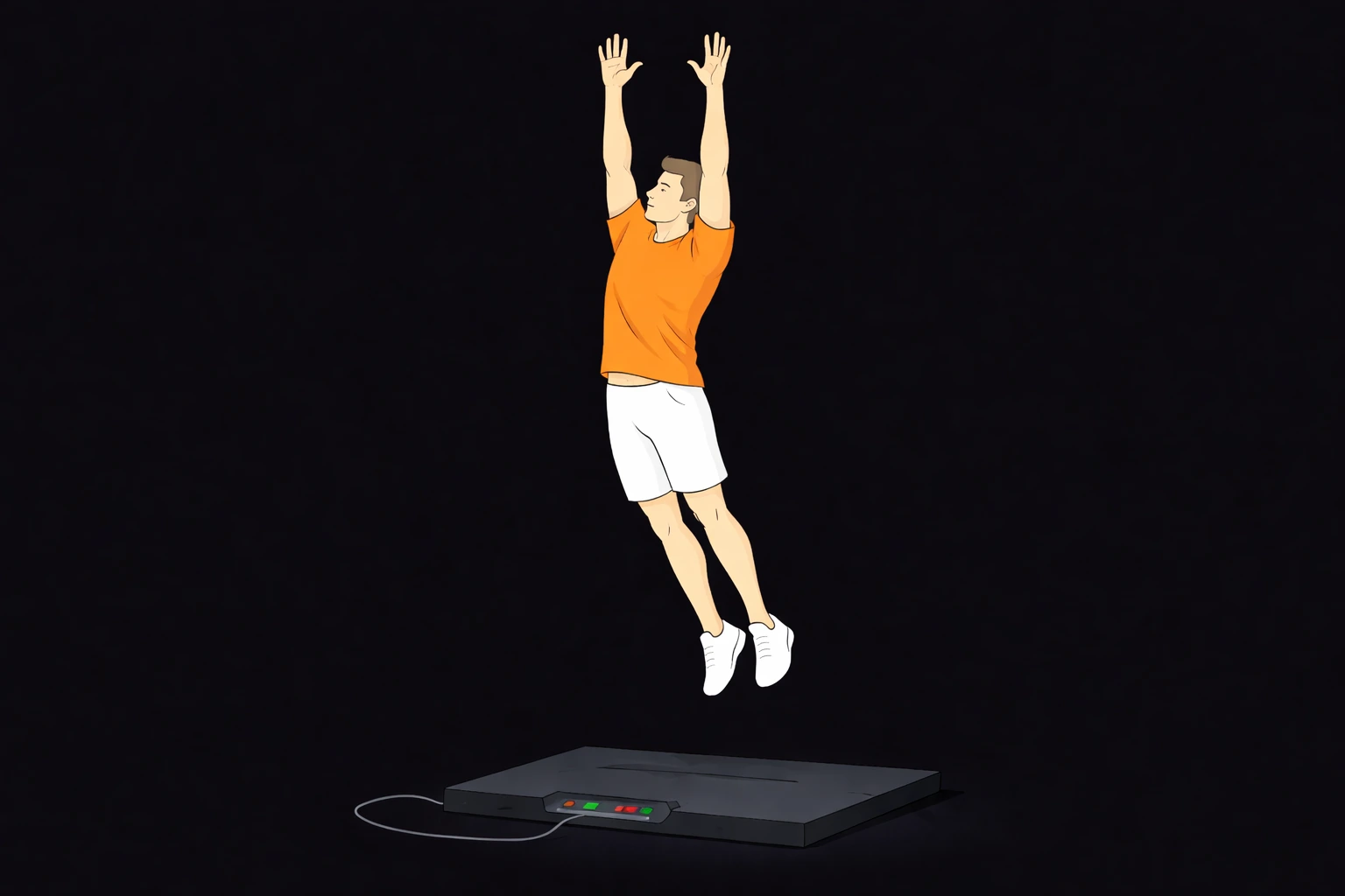 Athlete measuring vertical jump height with a jump mat during a vertical jump test